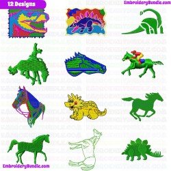 Dinosaur Embroidery Design Bundle 8