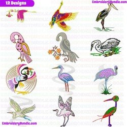 Egret Embroidery Design Bundle 1