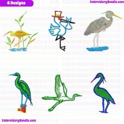 Egret Embroidery Design Bundle 2