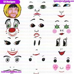 Faces Embroidery Design Bundle 1