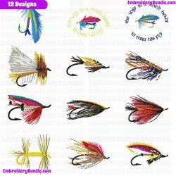 Fish Hook Embroidery Design Bundle 3