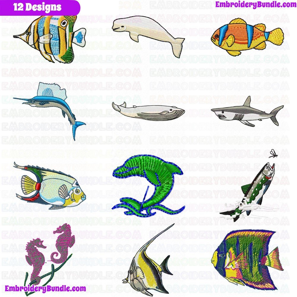 Fishes Embroidery Design Bundle 31 Fishes Embroidery Design Bundle 31