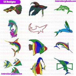 Fishes Embroidery Design Bundle 35