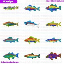 Fishes Embroidery Design Bundle 36