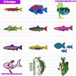 Fishes Embroidery Design Bundle 38