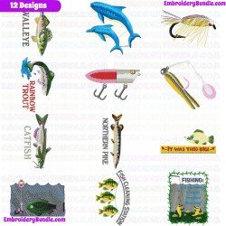 Fishes Embroidery Design Bundle 39