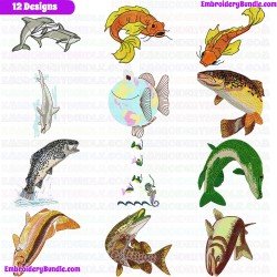 Fishes Embroidery Design Bundle 6