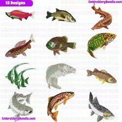 Fishes Embroidery Design Bundle 7