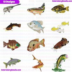 Fishes Embroidery Design Bundle 8
