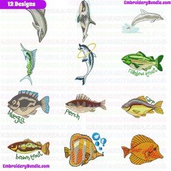 Fishes Embroidery Design Bundle 9