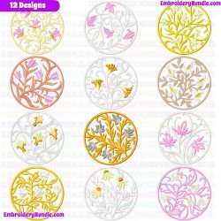 Floral Filigree Embroidery Design Bundle 1
