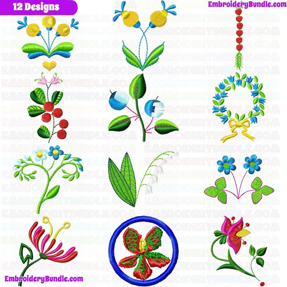 Flowers And Tree Embroidery Design Bundle 104 Flowers And Tree Embroidery Design Bundle 104