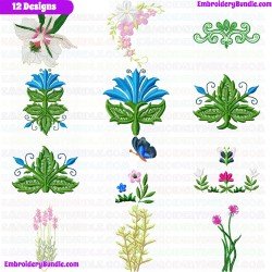 Flowers And Tree Embroidery Design Bundle 113
