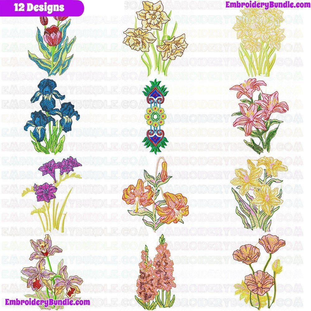 Flowers And Tree Embroidery Design Bundle 123 Flowers And Tree Embroidery Design Bundle 123