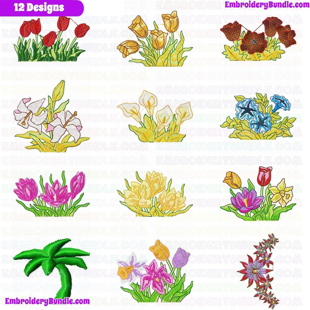 Flowers And Tree Embroidery Design Bundle 129 Flowers And Tree Embroidery Design Bundle 129