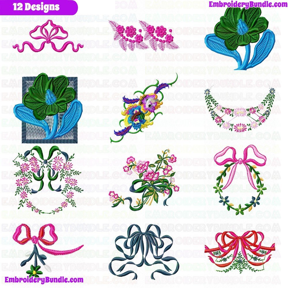 Flowers And Tree Embroidery Design Bundle 147 Flowers And Tree Embroidery Design Bundle 147