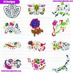 Flowers And Tree Embroidery Design Bundle 160