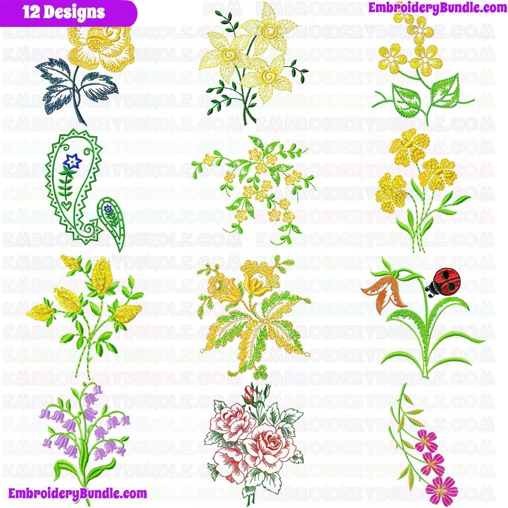 Flowers And Tree Embroidery Design Bundle 173 Flowers And Tree Embroidery Design Bundle 173