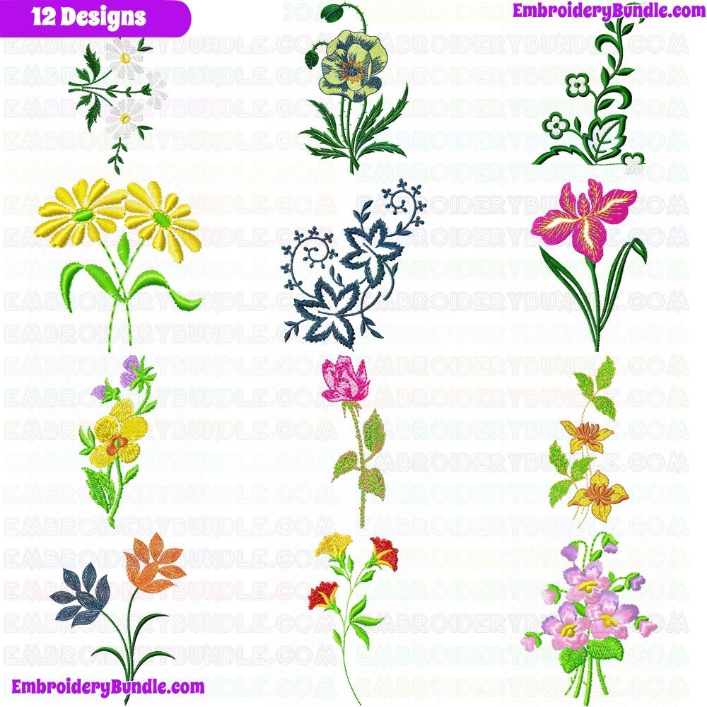 Flowers And Tree Embroidery Design Bundle 174 Flowers And Tree Embroidery Design Bundle 174