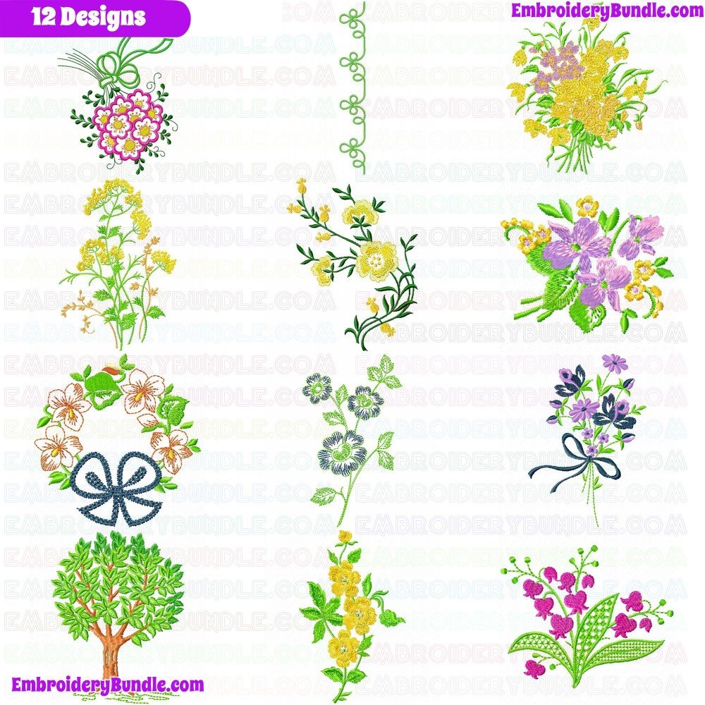 Flowers And Tree Embroidery Design Bundle 175 Flowers And Tree Embroidery Design Bundle 175
