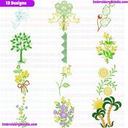 Flowers And Tree Embroidery Design Bundle 184