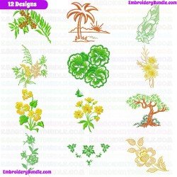Flowers And Tree Embroidery Design Bundle 188