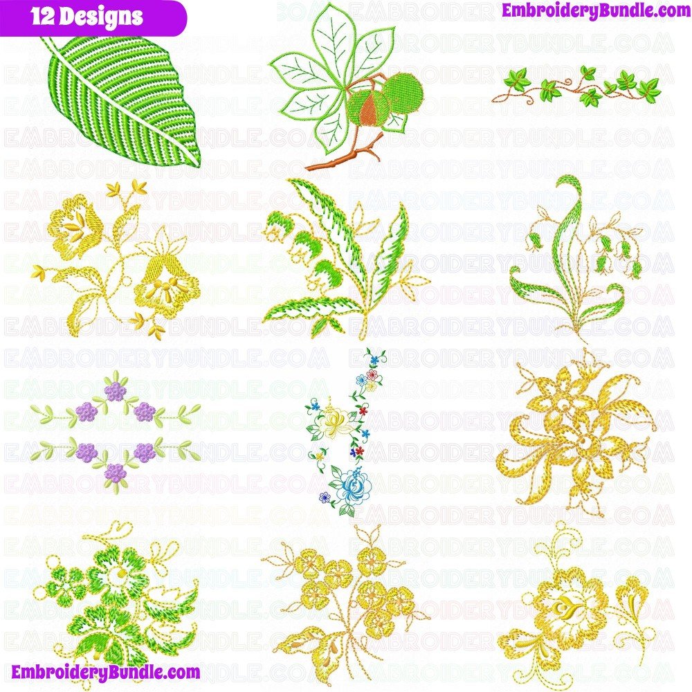 Flowers And Tree Embroidery Design Bundle 195 Flowers And Tree Embroidery Design Bundle 195
