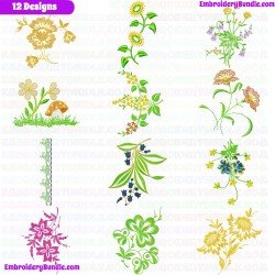 Flowers And Tree Embroidery Design Bundle 196