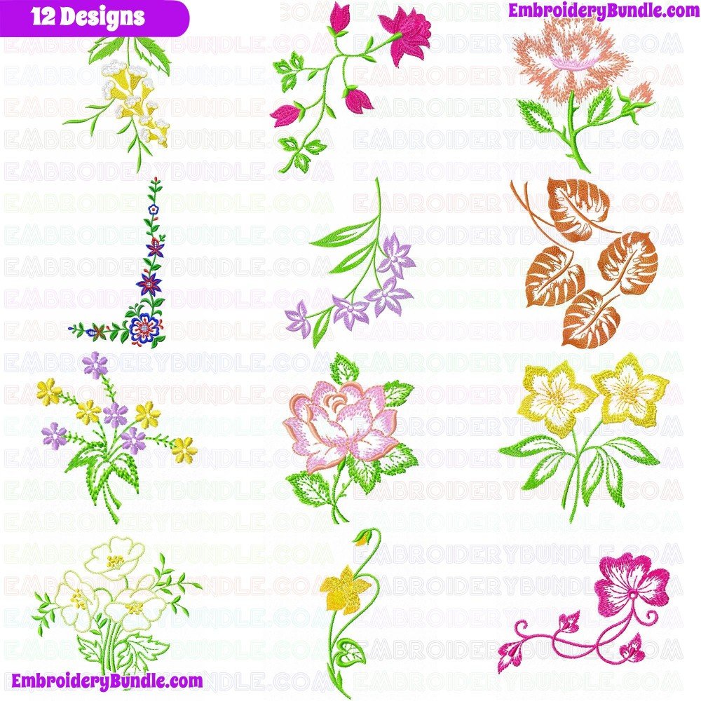 Flowers And Tree Embroidery Design Bundle 199 Flowers And Tree Embroidery Design Bundle 199