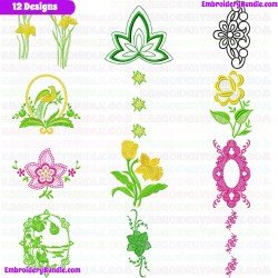 Flowers And Tree Embroidery Design Bundle 213