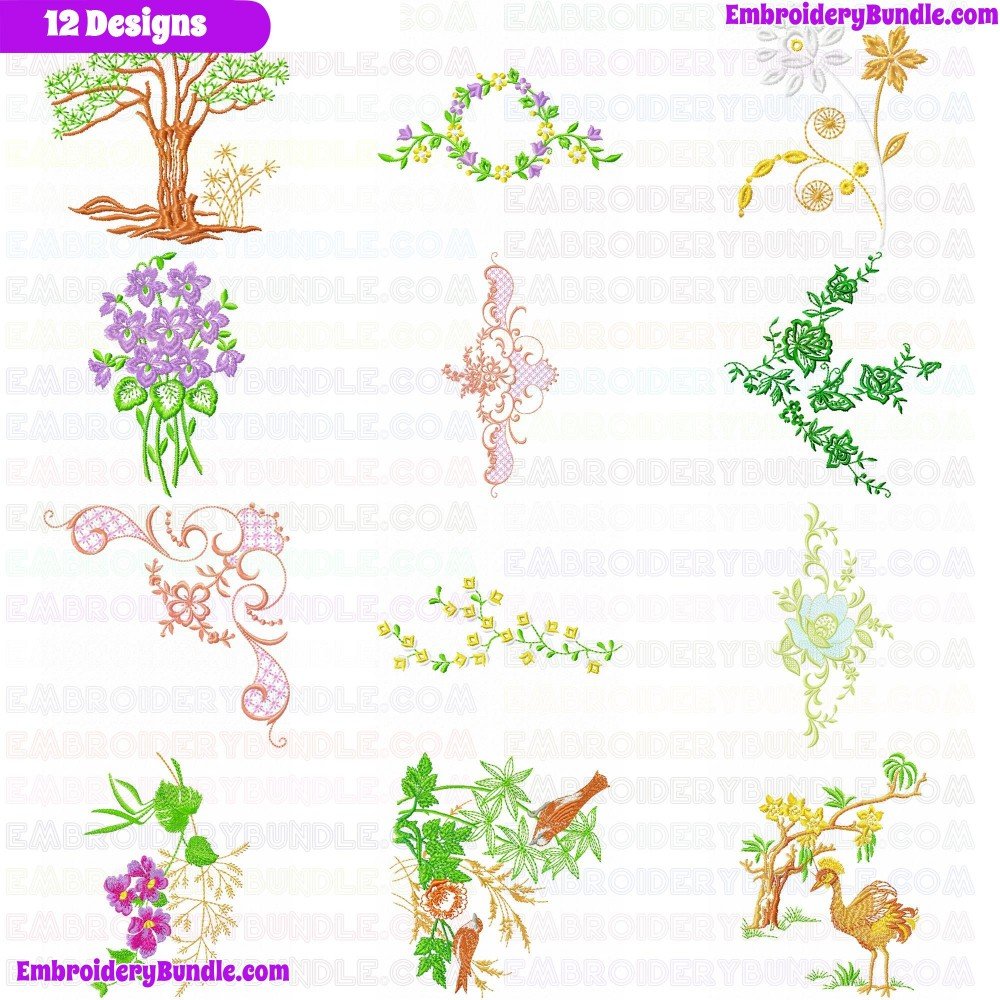Flowers And Tree Embroidery Design Bundle 221 Flowers And Tree Embroidery Design Bundle 221