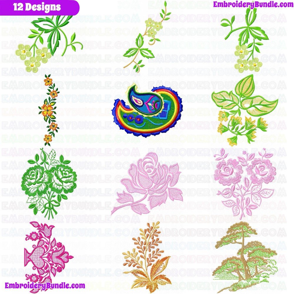 Flowers And Tree Embroidery Design Bundle 223 Flowers And Tree Embroidery Design Bundle 223