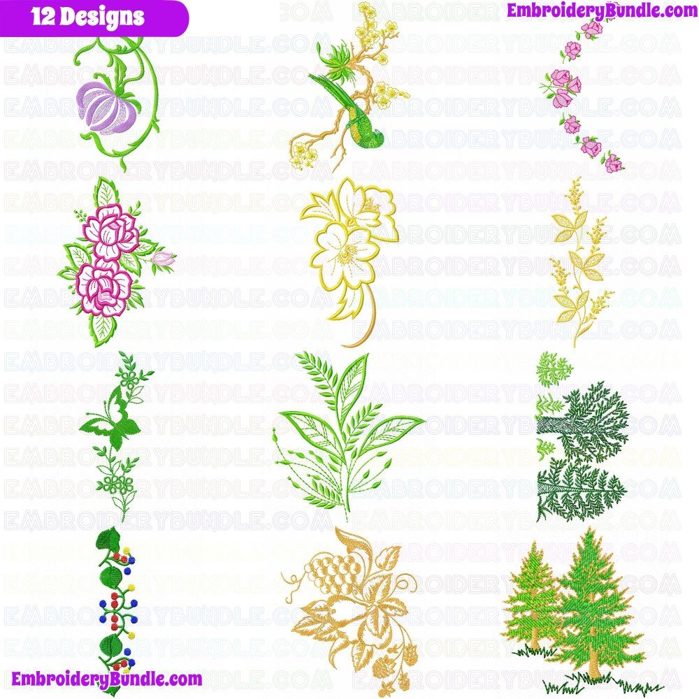 Flowers And Tree Embroidery Design Bundle 229 Flowers And Tree Embroidery Design Bundle 229