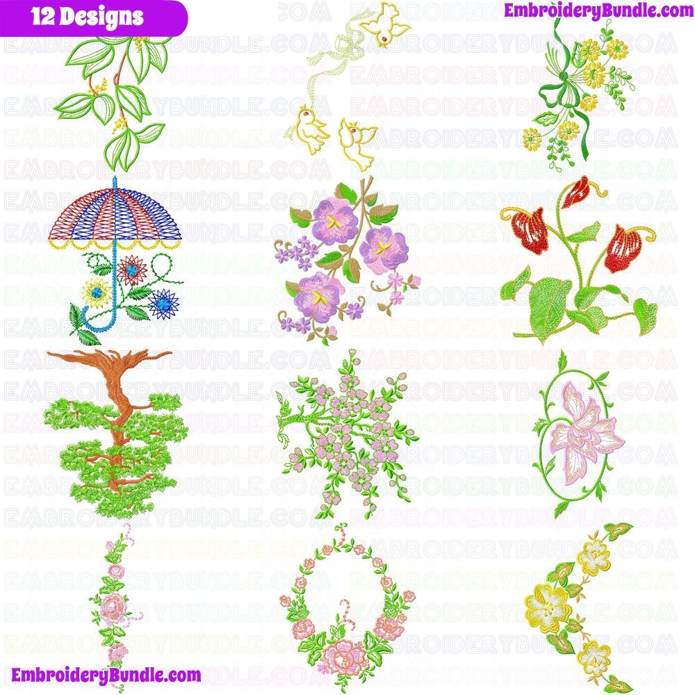 Flowers And Tree Embroidery Design Bundle 236 Flowers And Tree Embroidery Design Bundle 236