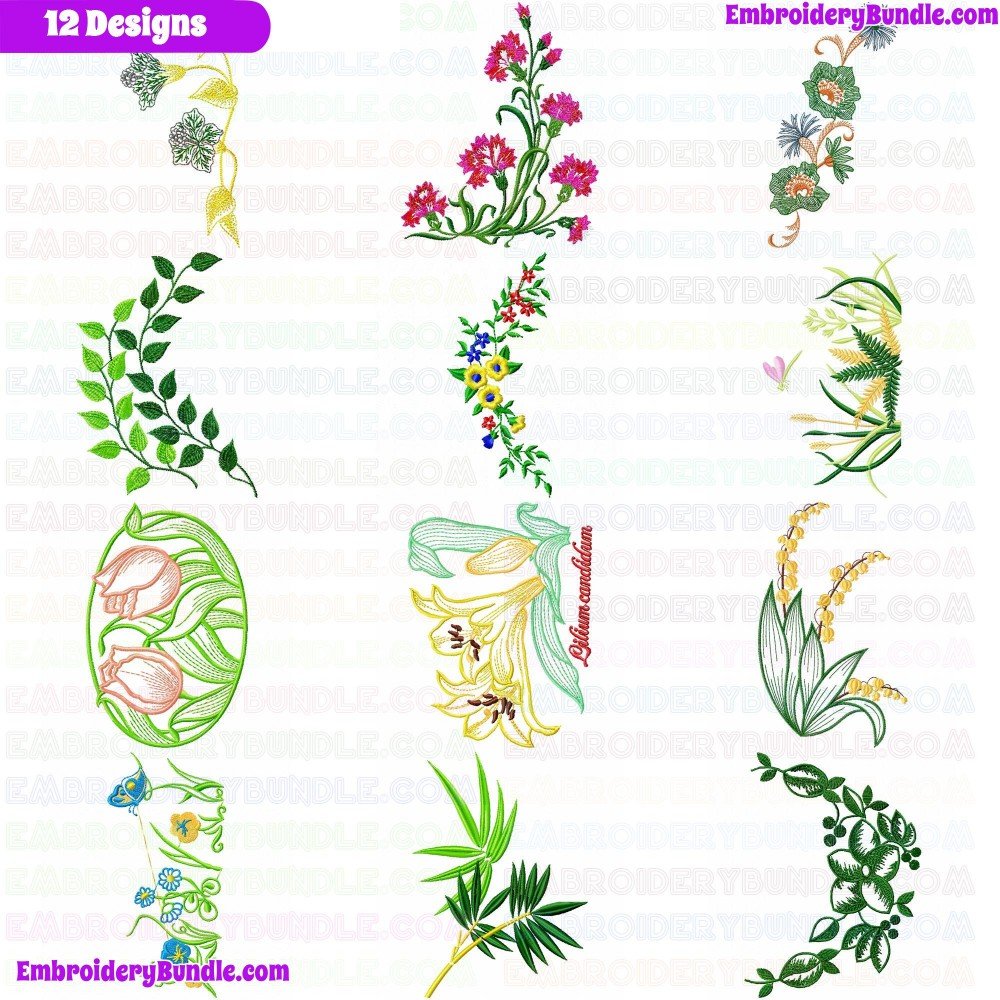 Flowers And Tree Embroidery Design Bundle 23 Flowers And Tree Embroidery Design Bundle 23