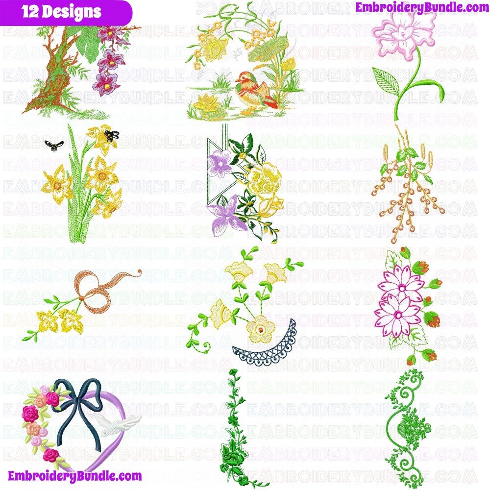 Flowers And Tree Embroidery Design Bundle 241 Flowers And Tree Embroidery Design Bundle 241