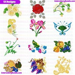 Flowers And Tree Embroidery Design Bundle 257