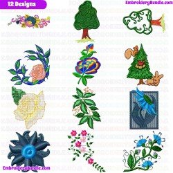 Flowers And Tree Embroidery Design Bundle 260