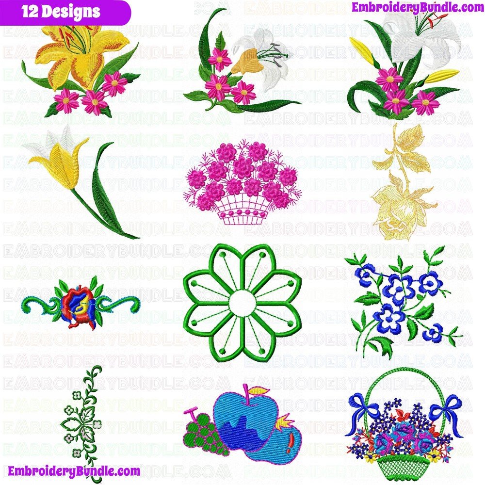 Flowers And Tree Embroidery Design Bundle 266 Flowers And Tree Embroidery Design Bundle 266