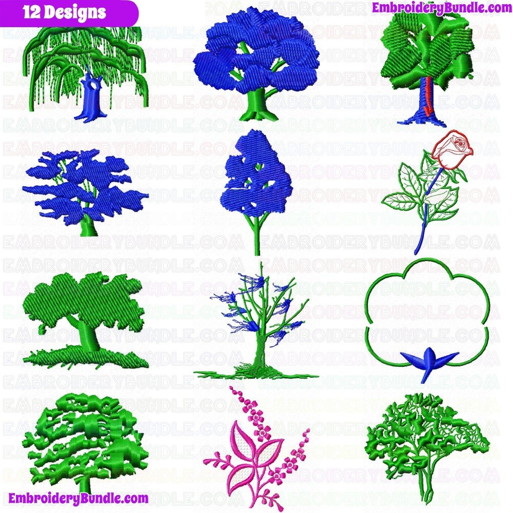 Flowers And Tree Embroidery Design Bundle 278 Flowers And Tree Embroidery Design Bundle 278