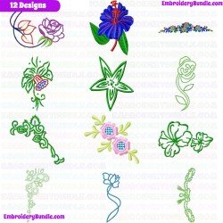 Flowers And Tree Embroidery Design Bundle 281