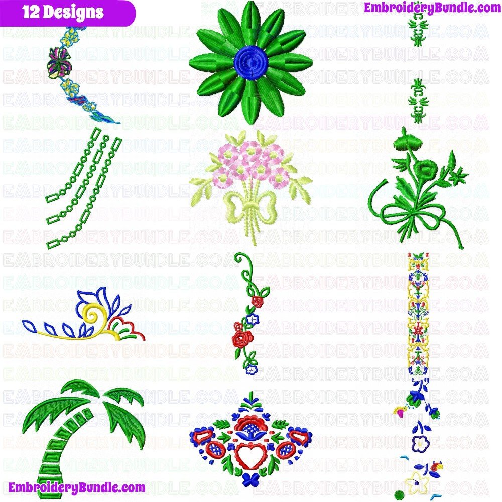 Flowers And Tree Embroidery Design Bundle 284 Flowers And Tree Embroidery Design Bundle 284
