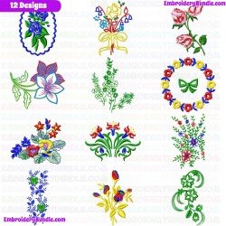Flowers And Tree Embroidery Design Bundle 299