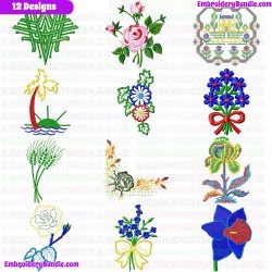 Flowers And Tree Embroidery Design Bundle 300