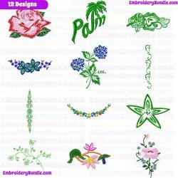 Flowers And Tree Embroidery Design Bundle 301