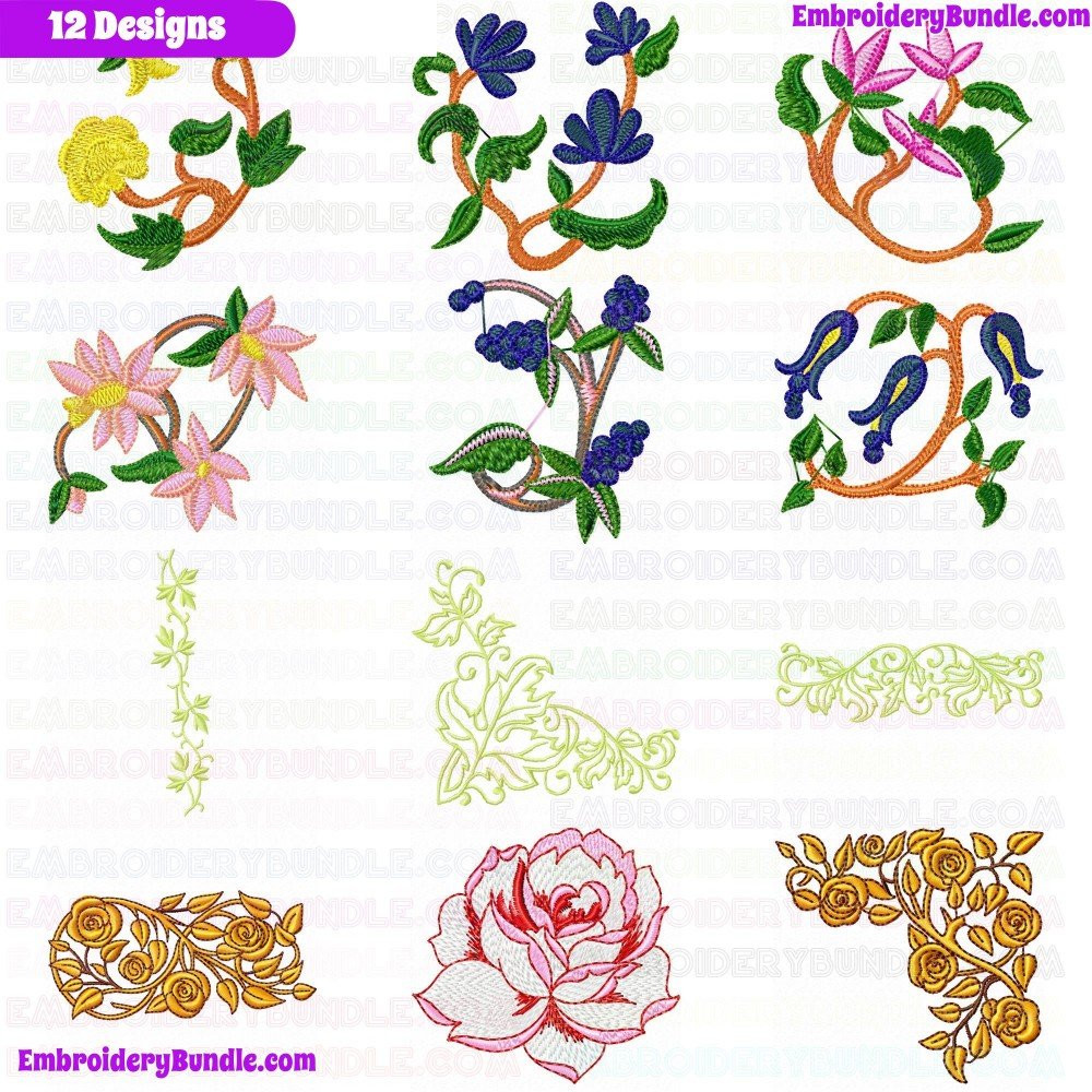 Flowers And Tree Embroidery Design Bundle 302 Flowers And Tree Embroidery Design Bundle 302