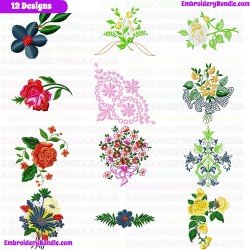 Flowers And Tree Embroidery Design Bundle 309