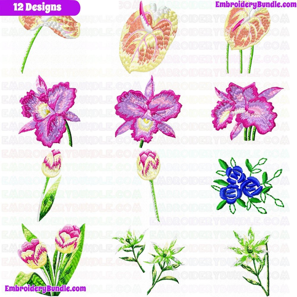 Flowers And Tree Embroidery Design Bundle 31 Flowers And Tree Embroidery Design Bundle 31