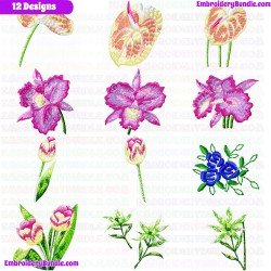 Flowers And Tree Embroidery Design Bundle 31