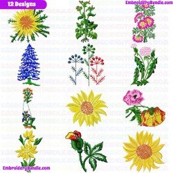 Flowers And Tree Embroidery Design Bundle 322